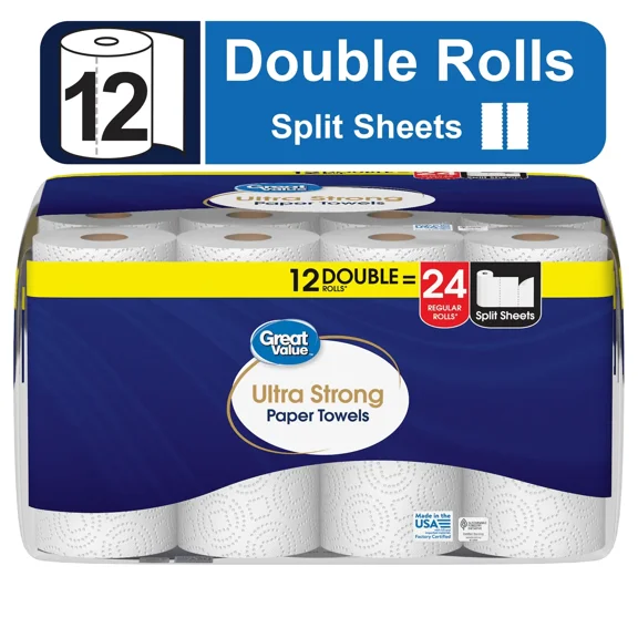 Ultra Strong Paper Towels, 12 Double Rolls