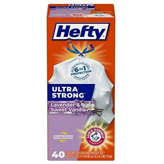 Ultra Strong Tall Kitchen Trash Bags, Lavender & Sweet Vanilla Scent, 13 Gallon, 40 Count