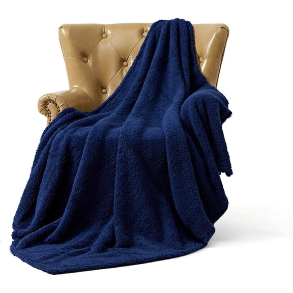 Ultra Super Soft Lightweight Cozy Throw Blanket for Bed Couch Warm Fuzzy Sherpa Blanket/Throw Blanket for Shower Gift Navy