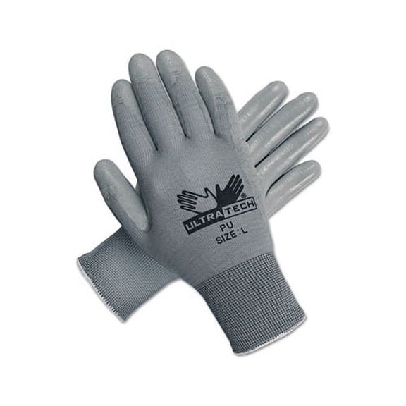 Ultra Tech Tactile Dexterity Work Gloves White/Gray, Large, 12 Pairs