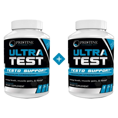 Ultra Test Testo Support Testosterone Booster for Men - Maximum Strength, Muscle Growth, Natural Energy, Stamina & Libido - 90 Capsules (2 Pack)
