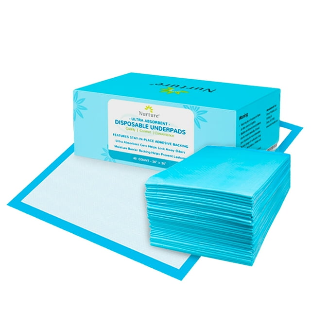 Ultra Thick Disposable Bed Pads w/ Adhesive Nurture Valley 36 x 36