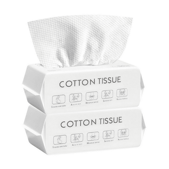 Ultra Thick Disposable face Facial Wash Cloth for Sensitive, Lint- free Facial Tissue, Makeup Remover - (2 Packs)