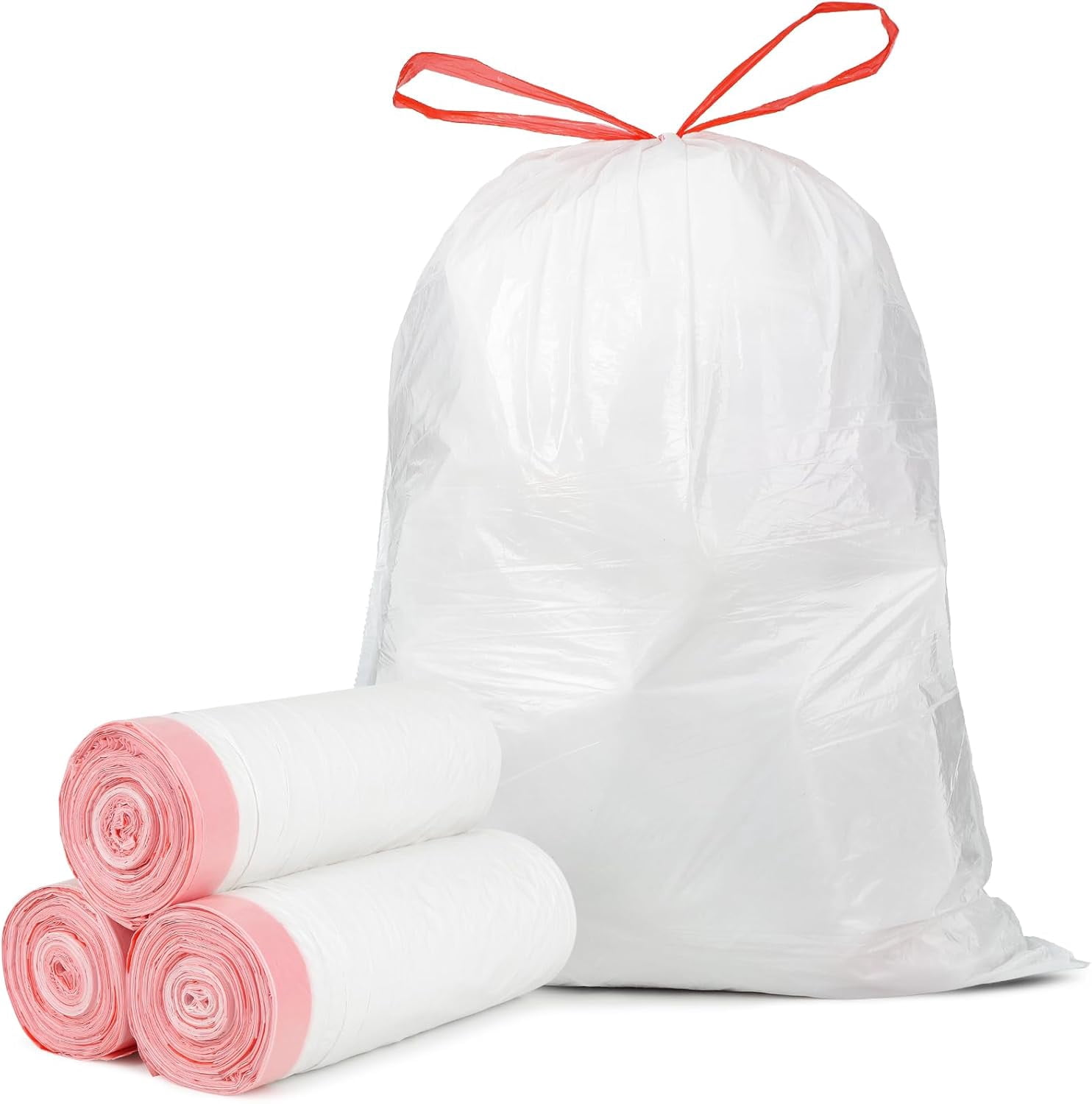Ultra Thick Drawstring Trash Bags, Heavy Duty Large Plastic Garbage Bag, Leak Proof Trash Can Liners for Kitchen Home Office Lawn Outdoor, White