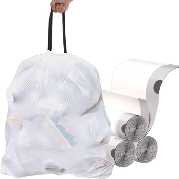 Ultra thick heavy duty Plastic 16 gallon no tear open drawstring trash bags white lavender scent Plastic garbage bags for household kitchen bedroom bathroom living room office restaurant