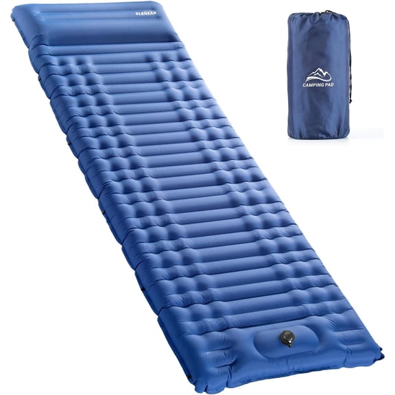 Ultra-Thick Inflatable Sleeping Pad with Built-In Foot Pump  Blue, Single Size, 77" x 26" x 4.7", Lightweight and Waterproof