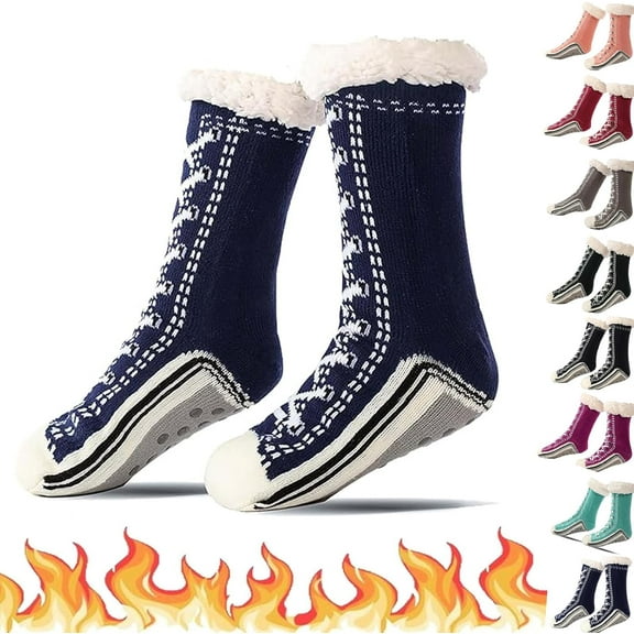 Ultra-Thick Slipper Home Socks, Winter Warm Non Slip Cozy Fuzzy Slipper Socks, Soft Fluffy Christmas Sock, Christmas Slipper Socks Grips for Women Warmth