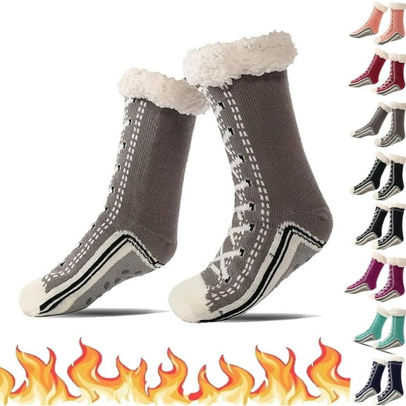 Ultra-Thick Slipper Home Socks, Winter Warm Non Slip Cozy Fuzzy Slipper Socks, Soft Fluffy Christmas Sock, Christmas Slipper Socks Grips for Women Warmth