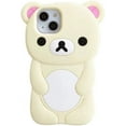 thumbnail image 1 of Ultra Thick Soft Silicone Case for Apple Teddy Bear Animal 3D Cartoon Japanese Cute Lovely Adorable Kawaii Kids Girls Women (Beige, for iPhone 15 Pro), 1 of 7