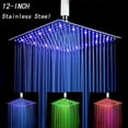 thumbnail image 1 of Ultra Thin 12"Chrome LED Shower Head Rainfall Adjustable Square Overhead Spray, 1 of 8