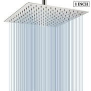 Ultra-Thin 8" Rainfall Shower Head Chrome Top Sprayer Ceiling&Wall Mounted