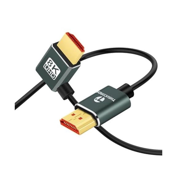 Ultra Thin 8K HDMI 2.1 90 Degree Left Angle Cable 1.6FT, Flexible Slim High Speed Cord Support 4K@120Hz 8K@60Hz Compatible with Roku TV/HDTV/PS5/Blu-ray