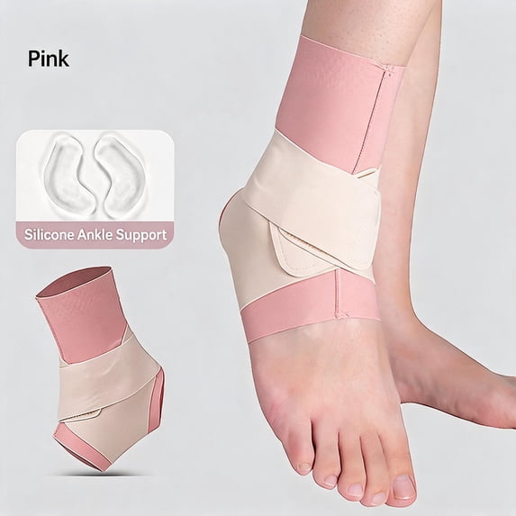 Ultra-Thin Ankle Brace for Men & Women, Ankle Compression Sleeve Adjustable Ankle Wraps Support for Plantar Fasciitis, Achilles Tendonitis, Ligament Stability, Ankle Sprain Pain Relief, Pink