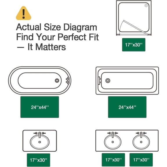 Ultra Thin Bath Mat, Non-Slip Rubber Super Absorbent Ultra-Thin Bathroom Rugs, Under Doors, Quick Dry Bathroom Floor Mats, Ideal for Shower, Tub and Sink, 24"x44", Hoar Frost