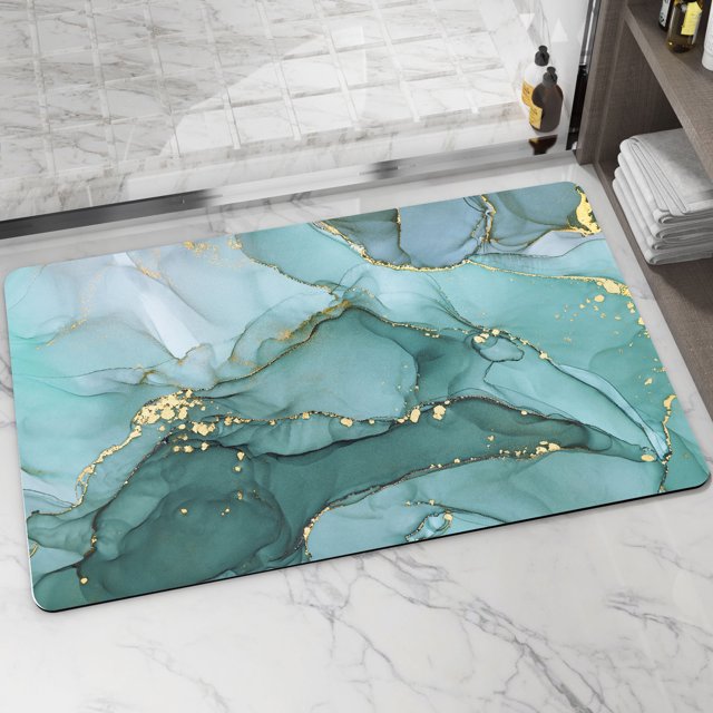 UltraThin Bath Mat, RugRubber Non Slip Quick Dry Super Absorbent Thin Bathroom Rugs, Fit Under