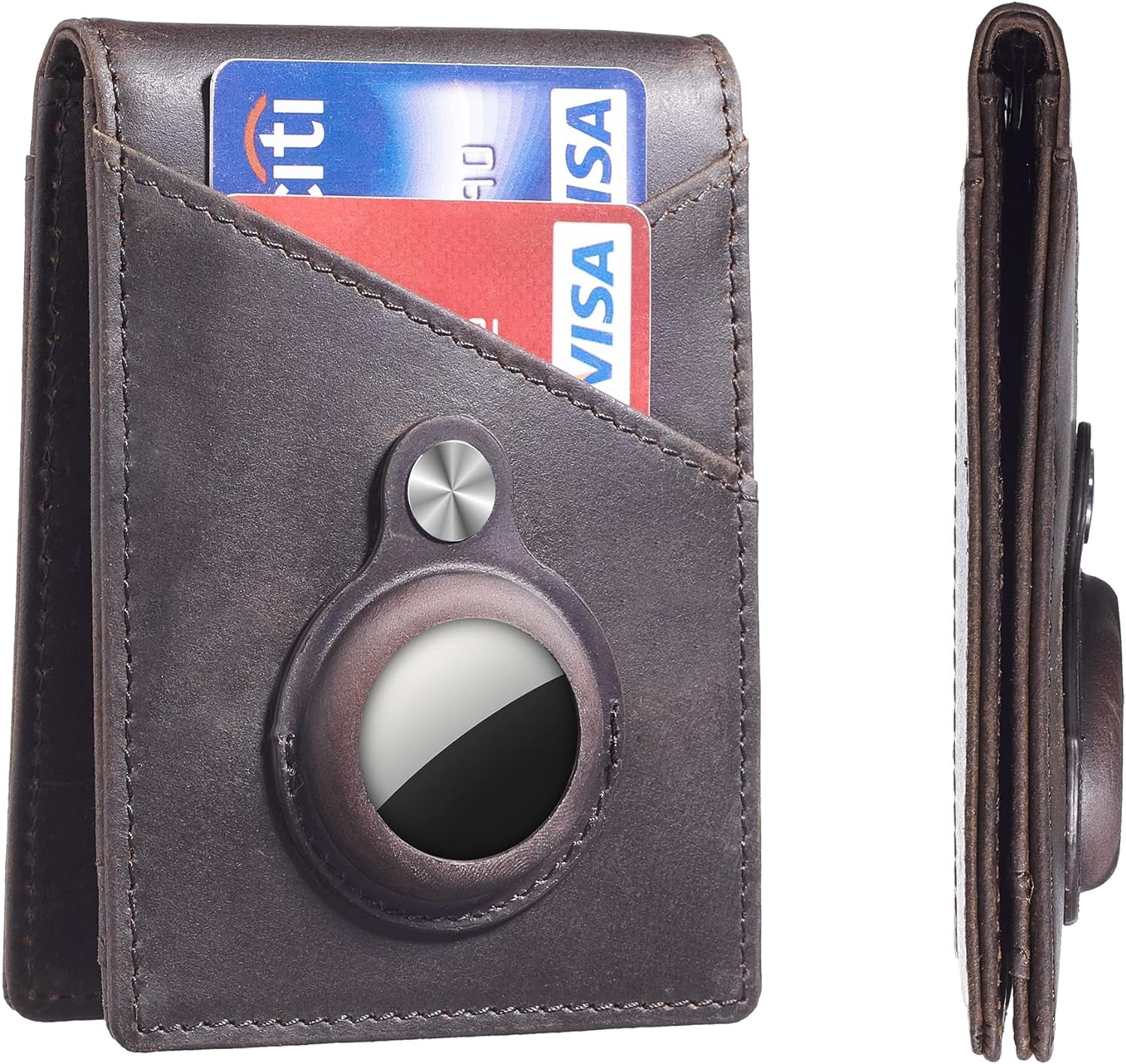 UltraThin Bifold Wallet For Airtag With Spring Wallet, Men'S