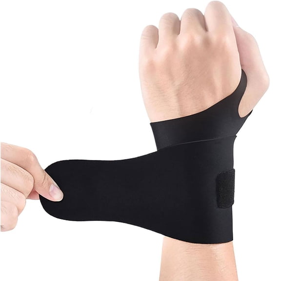 Ultra-Thin Breathable Wrist Support Brace, Adjustable Compression Wristband for Basketball Tennis Gym, Lightweight Hand Wrap for Tendonitis & Sprain (Black)