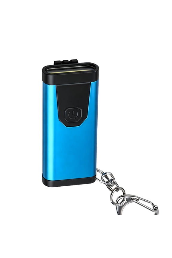 Ultra-Thin COB Keychain Flashlight, USB Rechargeable Mini LED Light with Buzzer Alarm, Portable Emergency Work Light for Outdoor Camping