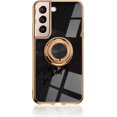 thumbnail image 1 of Ultra-Thin Case Apply to Samsung Galaxy S21,Soft TPU Electro-Plating Bumper Design with Ring Buckle Holder with Magnetic Suction Protection Phone Cover (Black, Galaxy S21), 1 of 11