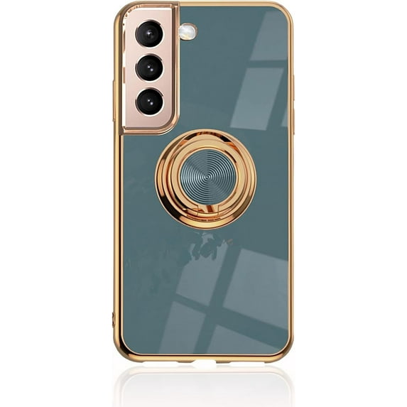 Ultra-Thin Case Apply to Samsung Galaxy S21 Ultra,Soft TPU Electro-Plating Bumper Design with Ring Buckle Holder with Magnetic Suction Protection Phone Cover (Blue, Galaxy S21 Ultra)