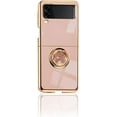 thumbnail image 1 of Ultra-Thin Case Apply to Samsung Galaxy Z Flip 3,Soft TPU Electro-Plating Bumper Design with Ring Buckle Holder with Magnetic Suction Car Function Full Protection Phone Cover (Pink), 1 of 9