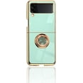 thumbnail image 1 of Ultra-Thin Case Apply to Samsung Galaxy Z Flip 3,Soft TPU Electro-Plating Bumper Design with Ring Buckle Holder with Magnetic Suction Car Function Full Protection Phone Cover (Green), 1 of 11