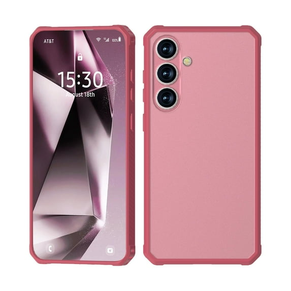 Ultra-Thin Case for Samsung Galaxy S24 Plus, Shockproof PC Back Cover, Matte TPU Frame, Anti-Scratch Clear Back, Anti-Yellowing, Military Drop Protective, Wireless Charging Compatible, Rose