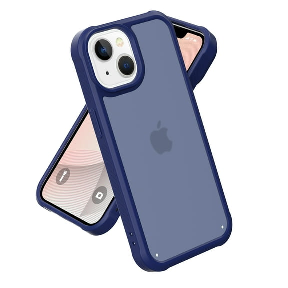 Ultra-Thin Case for iPhone 14, Shockproof PC Back Cover, Matte TPU Frame, Anti-Scratch Clear Back, Anti-Yellowing, Military Drop Protective, Wireless Charging Compatible, Darkblue