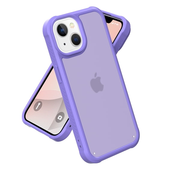 Ultra-Thin Case for iPhone 15 Plus, Shockproof PC Back Cover, Matte TPU Frame, Anti-Scratch Clear Back, Anti-Yellowing, Military Drop Protective, Wireless Charging Compatible, Purple