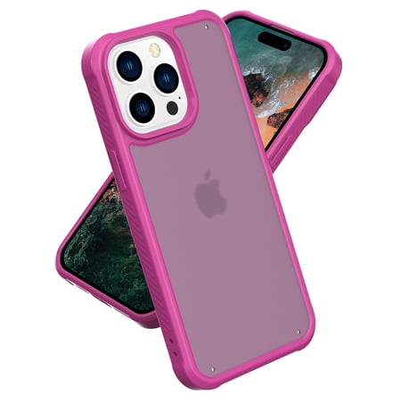 Ultra-Thin Case for iPhone 16 Pro Max, Shockproof PC Back Cover, Matte TPU Frame, Anti-Scratch Clear Back, Anti-Yellowing, Military Drop Protective, Wireless Charging Compatible, Rose