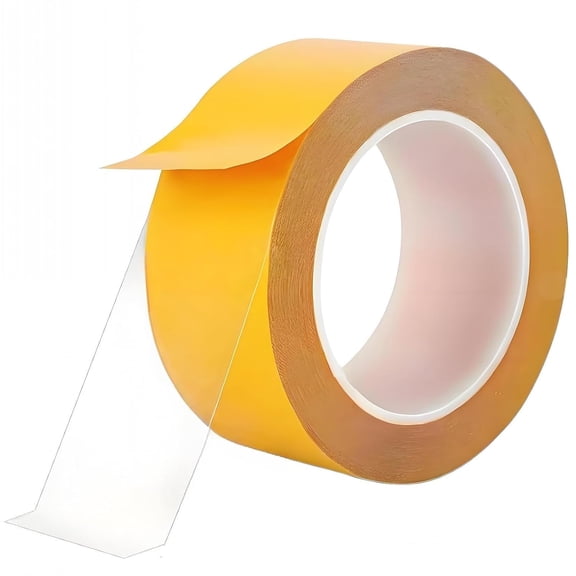 Ultra-Thin Clear Double Sided Tape Heavy Duty 2-Inch x 50 Feet Two Sides Strong Stick Mounting Adhesive Tape for Arts & Crafts, Fix Carpet, Women Clothes, Woodworking, Anti Cat Scratch, Sewing