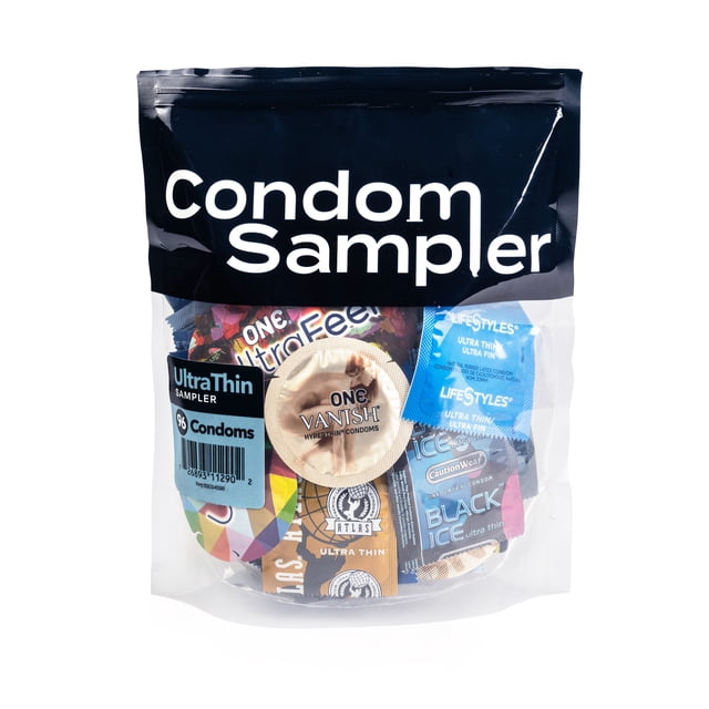 Ultra-Thin Condom Sampler, Latex, Variety Pack, 96-Count - Walmart.com