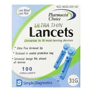 Ultra Thin Design Sterile Lancets Easy Twist & Pull Cap, 100ct, 2-Pack