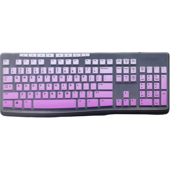Ultra Thin Desktop PC Silicone Clear Keyboard Cover Skin Protector Compatible for Logitech MK295 MK275 MK270 Wireless Keyboard, Logitech K200 K260 K270 MK200 MK260 Keyboard (Gradient Purple)