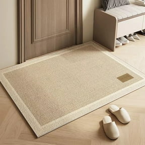 Ultra Thin Door Mat Indoor Entrance, 1/10 in Thin Door Mats for Inside Entry, Non-Slip Rubber Backing Washable Doormat, Fade Resistant, Absorbent, Low Profile Dirt Trapper, 24"X16",Beige
