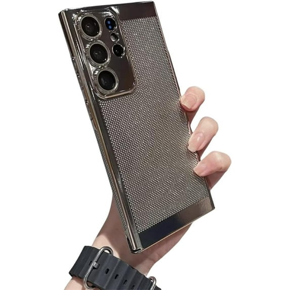Ultra-Thin Electroplating Heat Dissipation Phone Case, Full Wrap Lens Film, Rigid Case, Drop Proof, for Samsung Galaxy S24 S23 S22 S21 Note20 Ultra Plus Phone Case (Silver,S21)