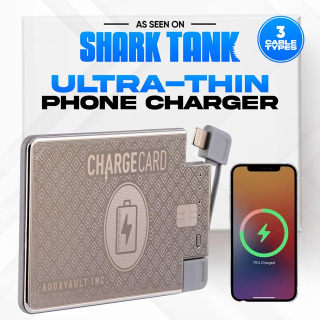 Ultra Thin Emergency Phone Charger. Portable Power Bank Fits in Your
