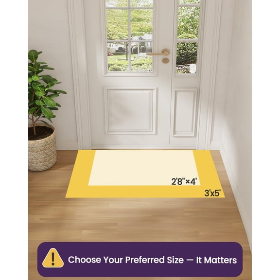 Ultra Thin Entryway Indoor Door Mat 36x56, Non Slip Rubber Backing Inside Entry Mat, Low Easy Clean Dirt Trapper Doormat for Inside Entrance , Beige