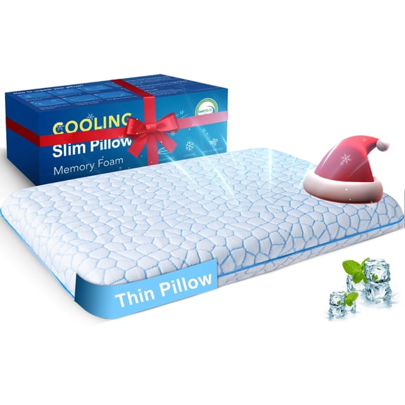 Ultra Thin Flat Pillows For Sleeping Slim Memory Foam Pillow 2.25 In Height Low Profile Sleeper Neck And Support