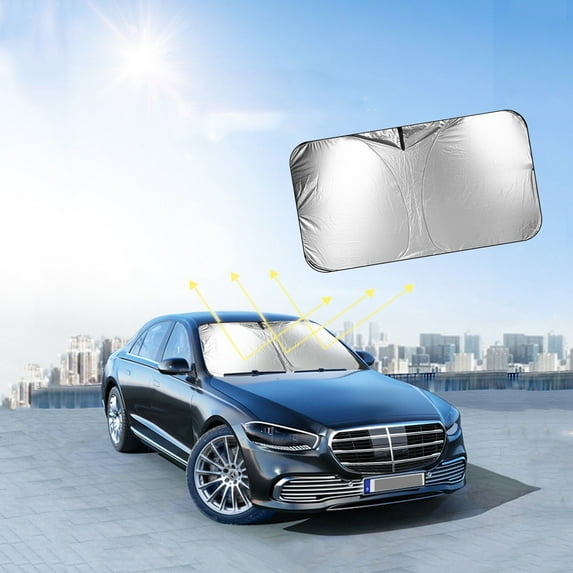 Ultra-Thin Foldable Car Sunshade - Titanium Silver Thermal Insulation Front Windshield Cover with Memory Frame & Rearview Cutout, Universal Fit for Sedans/SUVs