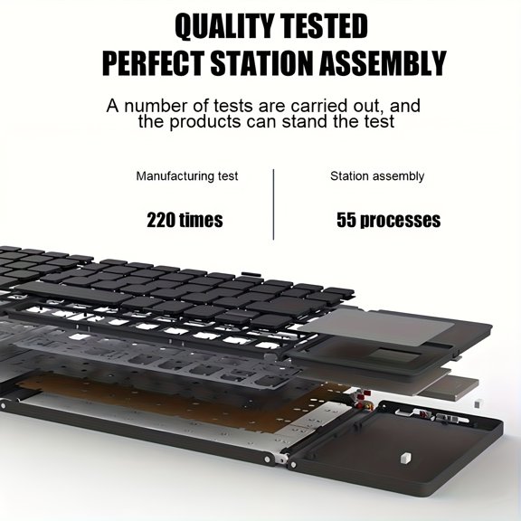 Ultra-Thin Foldable Wireless Keyboard – Portable Silent Typing Bluetooth Bi-Fold Keyboard for iOS, Android & Windows Devices