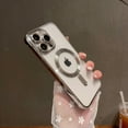 thumbnail image 1 of Ultra-Thin Frameless Clear Magnetic Case for iPhone 15 Pro, Luxury MagSafe Minimalist Ultra Slim Hard PC Plating Shockproof Protective Back Case for iPhone 15 Pro, Silver, 1 of 6