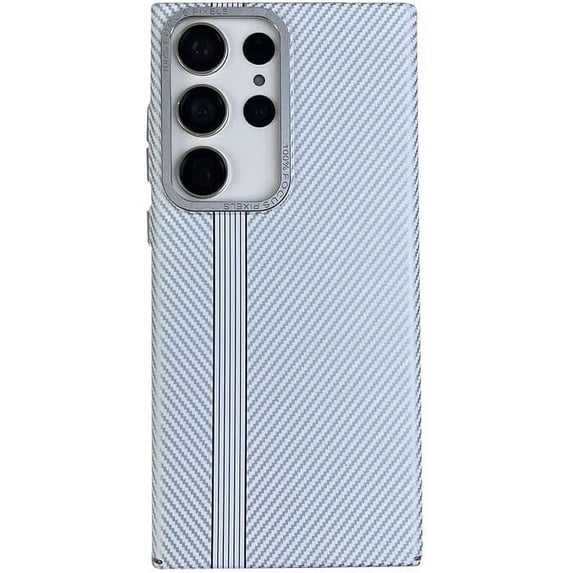 Ultra Thin Frosted Skin Feeling Carbon Fiber Pattern Magnetic Phone Case with Large Hole Lens, PC Material for Samsung Galaxy S24 S23 S22 Ultra Plus Phone Case (White,S24 Plus)