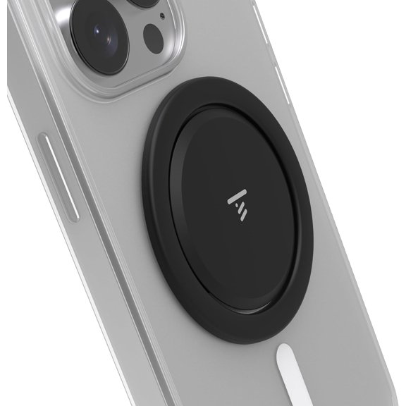 Ultra Thin Grip for MagSafe: One Hand Open, Stand, 10x Expandable, Space Grade Steel, Removable Wireless Charging. Half The Thickness, Twice Fidget - Black