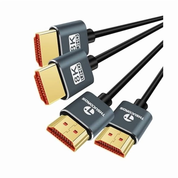 Ultra Thin HDMI Cables 6.6FT 2 Pack, Slim & Flexible Soft 8K 4K HDMI to HDMI Cable (HDMI Cord) Support 4K@120Hz 8K@60Hz 48Gbps for Roku TV/HDTV/PS5/Blu-ray/PC Monitor/Projector