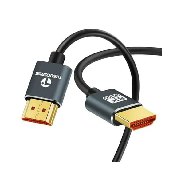 Ultra Thin HDMI Cables 6.6FT, Slim & Flexible Soft 8K 4K HDMI to HDMI Cable (HDMI Cord) Support 4K@120Hz 8K@60Hz 48Gbps for Roku TV/HDTV/PS5/Blu-ray/PC Monitor/Projector