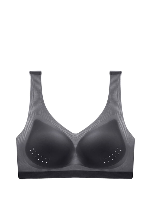 Ultra-Thin Ice Silk Seamless Bra for Women, Breathable Cool Liftup Air Bra, Breathable Lightly Sports Bra Underwear Black 34