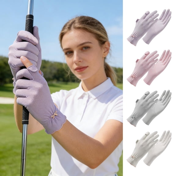 Ultra-Thin Ice Silk Summer Sunscreen Gloves, Universal One Size, Anti-Slip Grip for Driving & Outdoor, Touch Screen Compatible, Cooling Sun Protection Gloves for Women & Men Daily Use, Beige
