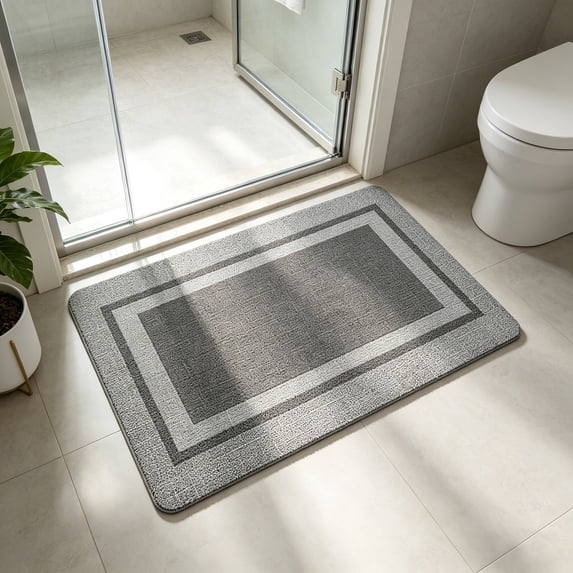 Ultra Thin Indoor Door Mat, Low-Profile Door Mat Indoor Entrance, Non Slip Rubber Backing Inside Doormat Washable Welcome Front Entryway Dirt Trapper Entry Mat, Grey