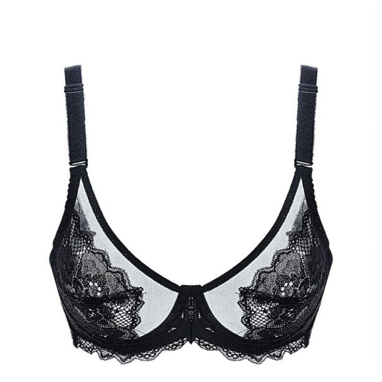 Ultra Thin Lace Embroidery Bra Soft Underwired Push Up Breathable Casual  Bralette 